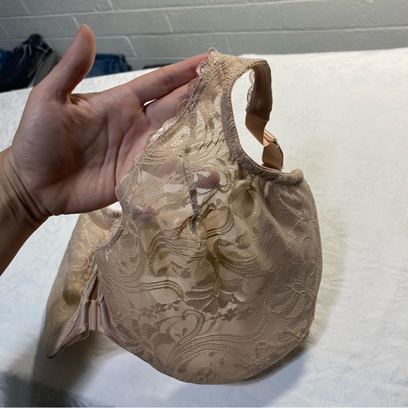 Glamorise Wonder Wire Front Closure Sheer Lace Cream Nude Demi Underwire Bra 36G - Picture 9 of 11